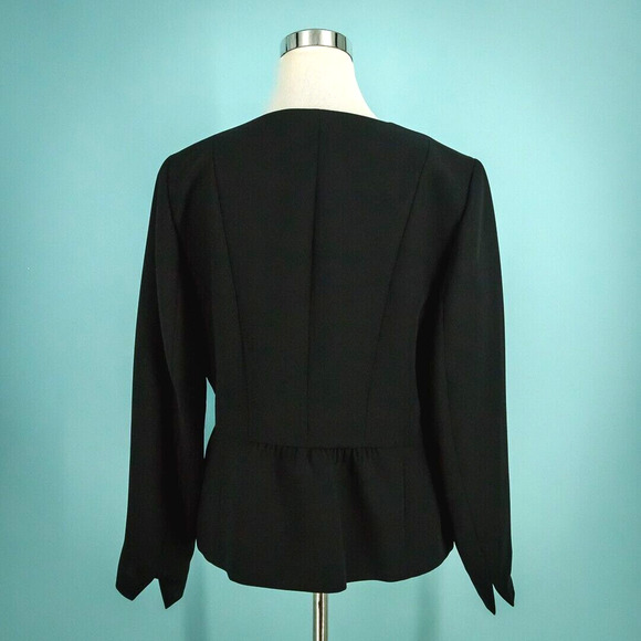 Talbots Size 12 Black Hook Eye Closure Long Sleeve Lined Career Work Blazer NEW - Picture 3 of 6
